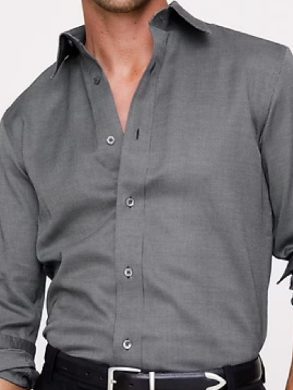 Slim fit grey dressy shirt size Med never worn nice buttons